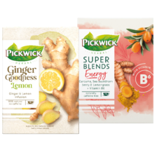 Pickwick super blends, evening blends of ginger goodness